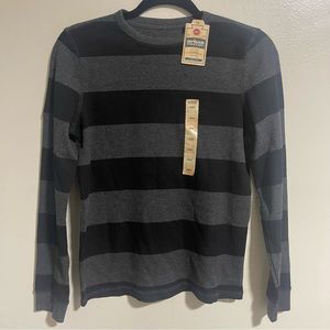 $20 Value Boy's Black Stripe Urban Pipeline Thermal T-Shirt, Size Large Husky